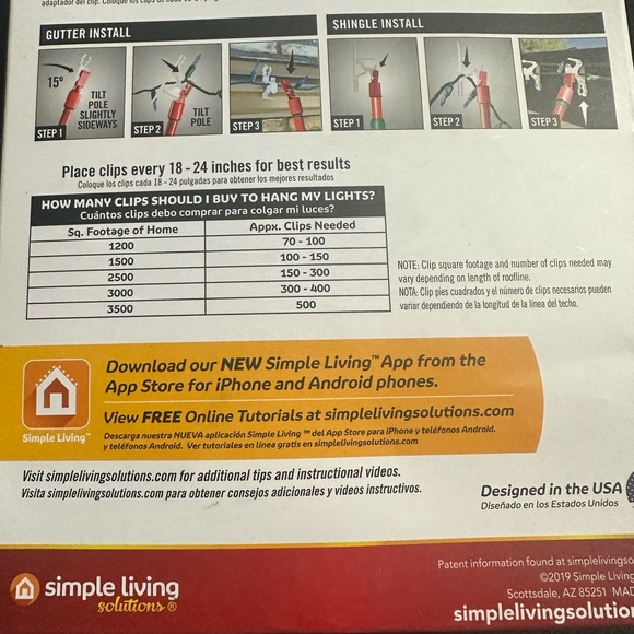 🌸 $3 if bundled - 25 Ladderless Light Clips Simple Living Solutions Smart Light - Picture 6 of 10